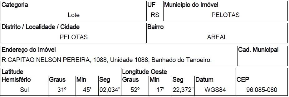 Terreno em PELOTAS/RS — Leilão Caixa